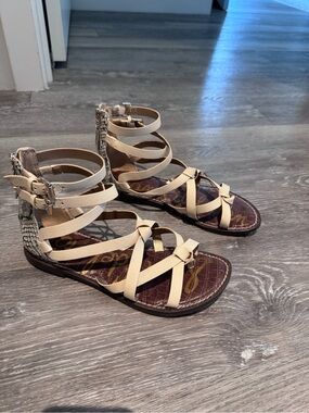Sam Edelman Neutral Beige Strappy Gladiator Sandals - Women